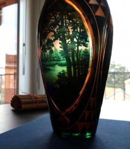 Decor tournant paysages cristal vase